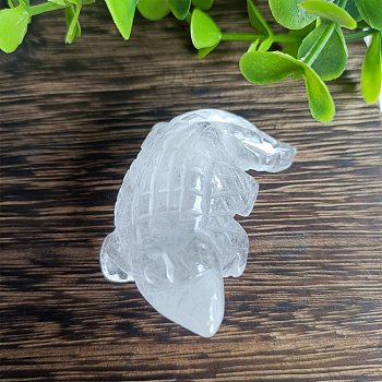 Natural Quartz Crystal Carved Healing Crocodile Figurines, Reiki Energy Stone Display Decorations, 50x30mm