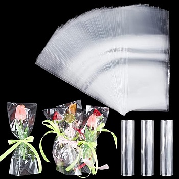 OPP Cellophane Bags, Rectangle, Clear, 25x10cm