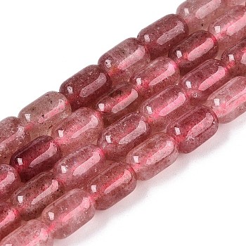 Natural Strawberry Quartz Beads Strands, Column, 9~9.5x6~6.5mm, Hole: 0.9~1mm, about 20~21pcs/strand, 7.28~7.6''(18.5~19cm)