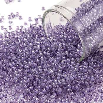 TOHO Round Seed Beads, Japanese Seed Beads, (935) Inside Color Crystal/Purple Lined, 11/0, 2.2mm, Hole: 0.8mm, about 1110pcs/bottle, 10g/bottle