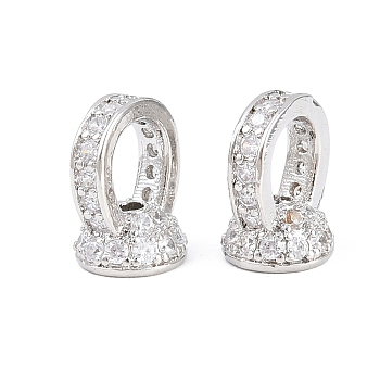 Brass Micro Pave Cubic Zirconia Pendant Bails, Rack Plating, Long-Lasting Plated, Lead Free & Cadmium Free, Platinum, 9x7x6mm, Hole: 4.5x4mm