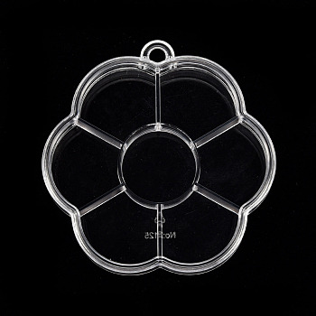 Plastic Bead Storage Containers, 7 Compartments, Flower, Clear, 8.2x7.95x1.6cm, Hole: 6mm