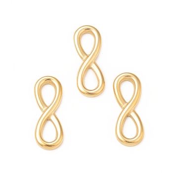 304 Stainless Steel Links Connectors, Infinity, Real 18K Gold Plated, 21.5x18x2mm, Hole: 6x3mm