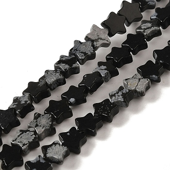 Natural Snowflake Obsidian Beads Strands, Star, 6x5.5x2mm, Hole: 0.8mm, about 75pcs/strand, 14.57 inch(37cm)