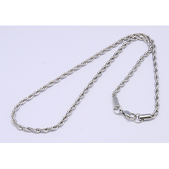 304 Stainless Steel Necklaces Unisex Rope Chain Necklaces, Stainless Steel Color, 23.62 inch(60cm)