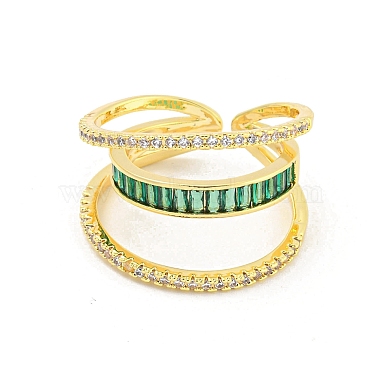 Brass Micro Pave Cubic Zirconia Open Cuff Rings(RJEW-G309-43G)-2