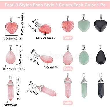 SUNNYCLUE 9Pcs 9 Style Natural & Synthetic Mixed Gemstone Pendants(G-SC0001-73)-2
