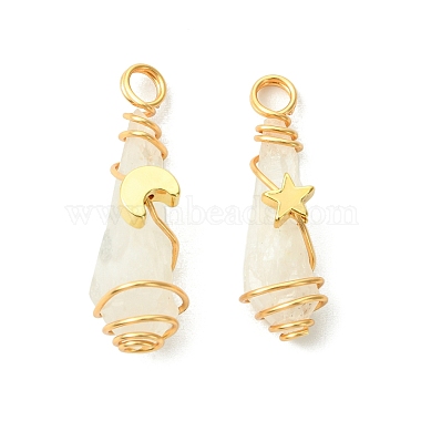 Golden Old Lace Teardrop Quartz Crystal Pendants