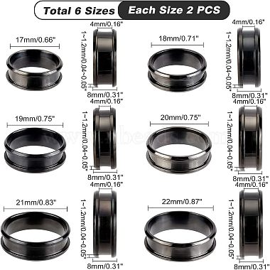 unicraftale 12pcs 6 スタイルのステンレススチール製溝付きフィンガー リング セッティング(STAS-UN0031-37)-4