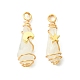 2Pcs Electroplated Natural Quartz Crystal Dyed Copper Wire Wrapped Pendants(PALLOY-JF03163-01)-1