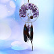 Woven Net/Web with Feather Natural Amethyst Chips Pendant Decorations(TREE-PW0003-03E)-1
