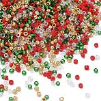 4 Colors 15/0 Christmas TOHO Round  Seed Beads, 557 & 161 & 27B & 45A, Mixed Color, 1.5mm, Hole: 0.7mm, about 15000pcs/50g(SEED-X0058-30)