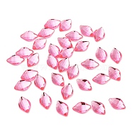 Taiwan Acrylic Rhinestone Cabochons, Back Plated, Flat Back and Faceted, Rhombus, Flamingo, 11x7x3mm(ACRT-G021-11mm-26)