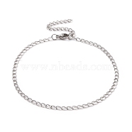 304 Stainless Steel Curb Chain Bracelet for Men Women, Stainless Steel Color, 9-1/8 inch(23.2cm)(BJEW-E031-15P-01)
