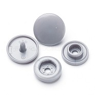 Resin Snap Fasteners, Raincoat Buttons, Flat Round, Gray, Cap: 12x6.5mm, Pin: 2mm, Stud: 10.5x3.5mm, Hole: 2mm, Socket: 10.5x3mm, Hole: 2mm(SNAP-A057-001F)