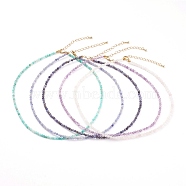 Natural Gemstone Beaded Necklaces, with Brass Lobster Claw Clasps, Golden, 15.94 inch(40.5cm)(NJEW-JN03315)