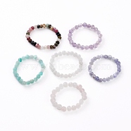 Natural Gemstone Beads Stretch Rings, Faceted, Round, US Size 8, Inner Diameter: 18mm(RJEW-JR00319)
