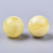 Acrylic Beads, Imitation Beeswax, Round, Light Khaki, 10mm, Hole: 1.8mm(X-OACR-S037-002B)