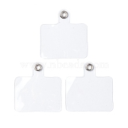 Plastic Cell Phone Lanyard Tether, with Iron Findings, Clear, 5.7x5.5x0.25cm(FIND-H037-02)
