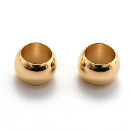 Brass Beads, Long-Lasting Plated, Column, Real 24K Gold Plated, 5.5x4mm, Hole: 4mm(X-KK-H759-06B-G)