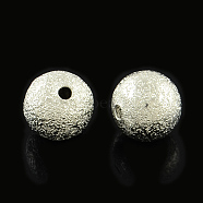 Brass Textured Beads, Cadmium Free & Lead Free, Round, Platinum, 6mm, Hole: 1mm(KK-R012-6mm-P)