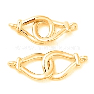 Brass Connector Charms, Teardrop Links, Real 18K Gold Plated, 19.5x18.5x4mm, Hole: 2mm(KK-B074-26G)