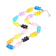 Bear Resin Link Chain Necklaces, Colorful, 18.31 inch(465mm)(NJEW-JN03574)