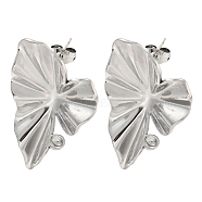 304 Stainless Steel Ear Studs, Leaf, Stainless Steel Color, 34x25mm(EJEW-P270-02P)