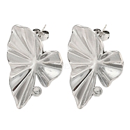 Non-Tarnish 304 Stainless Steel Ear Studs, Leaf, Stainless Steel Color, 34x25mm(EJEW-P270-02P)