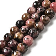 Natural Rhodonite Round Beads Strand, 8~8.5mm, Hole: 0.9mm, about 47pcs/strand, 14.96''(38cm)(G-E583-01B)