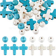 8 Strands 4 Styles Synthetic Turquoise Beads Strands, Dyed, Cross & Round, Mixed Color, 8~16x8~12x3.5mm, Hole: 1mm, 2 strand/style(TURQ-SC0001-19B)