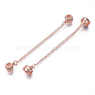 Rack Plating Alloy European Dangle Charms, with Chain, Large Hole Beads, Cadmium Free & Lead Free, Double Barrels, Rose Gold, 100mm, Hole: 4.5mm(MPDL-N039-228RG)