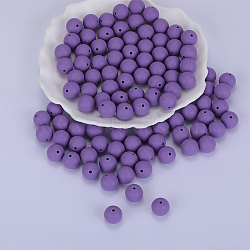 Round Silicone Focal Beads, Chewing Beads For Teethers, DIY Nursing Necklaces Making, Blue Violet, 15mm, Hole: 2mm(SI-JX0046A-109)