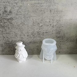 Christmas Theme 3D DIY Silicone Statue Molds, Resin Casting Molds, for UV Resin, Epoxy Resin Craft Making, White, Snowman, 62x50x36mm(SIMO-G001-02C)