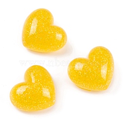 Transparent Epoxy Resin Decoden Cabochons, Glitter Heart, Gold, 16x18x10mm(CRES-P035-07E)