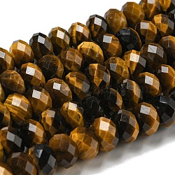 Natural Tiger Eye Beads Strands, Faceted, Rondelle, Coconut Brown, 8~8.5x5~5.5mm, Hole: 1mm, about 71pcs/strand, 15.31''(38.9cm)(G-K351-B08-03)