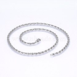 304 Stainless Steel Lumachina Chain Necklaces, Stainless Steel Color, 19.68 inch(50cm), 4mm(X-NJEW-P226-08P-01)