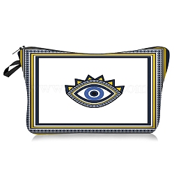 Evil Eye Pattern Polyester Cosmetic Pouches, with Iron Zipper, Waterproof Clutch Bag, Toilet Bag for Women, Rectangle, White, 22x18x13.5cm(PW-WG16217-01)
