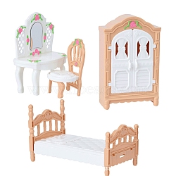 Plastic Bedroom Furniture Kit Miniature Ornaments, Micro Landscape Home Dollhouse Accessories, Pretending Prop Decorations, Mixed Color, 33~62x30~90x20~95mm(PW-WG0711A-01)