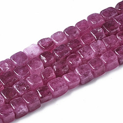 Dyed Natural White Jade Beads Strands, Cube, Medium Violet Red, 7~8x7~8x7~8mm, Hole: 0.9mm, about 45~49pcs/strand, 13.39~14.57 inch(34~37cm)(G-S364-083A-1)