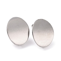 Non-Tarnish 304 Stainless Steel Stud Earring Findings, with Loop, Curved, Oval, Stainless Steel Color, 20x16x0.75mm, Hole: 3.5mm, Pin: 0.8mm(STAS-Q231-10A)