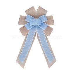 Christmas Linen Big Bowknot Pendant Decorations, for Christmas Tree Hanging Ornaments, Light Sky Blue, 370x240x29mm(AJEW-M041-03A)