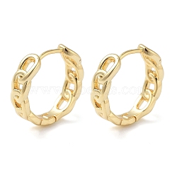 Brass Chain Charm Hoop Earrings for Women, Real 18K Gold Plated, 17x18.5mm(EJEW-F347-02G-02)