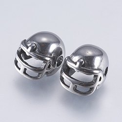 304 Stainless Steel Beads, Football Helmet, Antique Silver, 7x8.5x9mm, Hole: 2mm(STAS-I072-048AS)