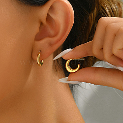 Stainless Steel Moon Stud Earrings, Golden, 15mm(IZ5487-1)