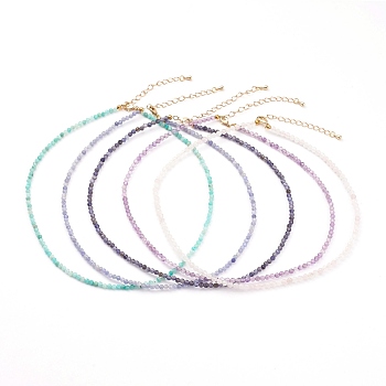 Natural Gemstone Beaded Necklaces, with Brass Lobster Claw Clasps, Golden, 15.94 inch(40.5cm)