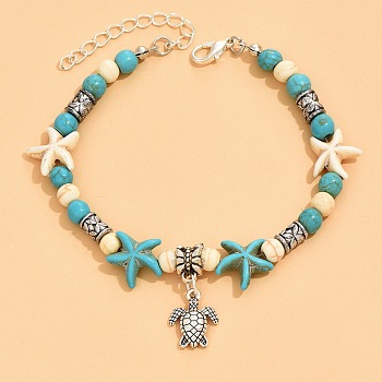 Bohemian Shell Beaded Bracelets, Summer Beach Vacation Turtle Charm Bracelets for Women