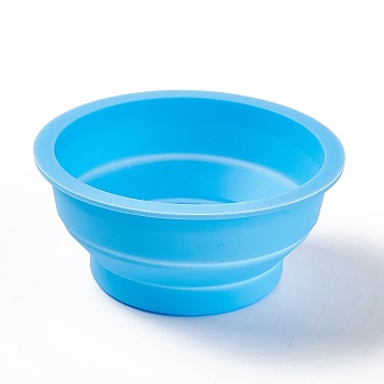Portable Collapsible Watercolor Paint Brush Washing Water Cup, Foldable Painting Pen Cleaning Bucket, Pigment Mixing Cup, Deep Sky Blue, 9.9x4.4cm, Inner Diameter: 8.65cm