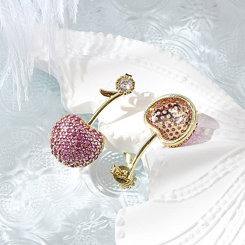 Cherry Brass Micro Pave Cubic Zirconia Stud Earrings, Rack Plating, Long-Lasting Plated, Lead Free & Cadmium Free, Real 18K Gold Plated, 27.5x14.5mm