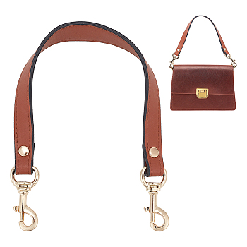 PU Leather Bag Straps, with Alloy Swivel Eye Bolt Snap Hooks, Saddle Brown, 400x18.5~27.5mm